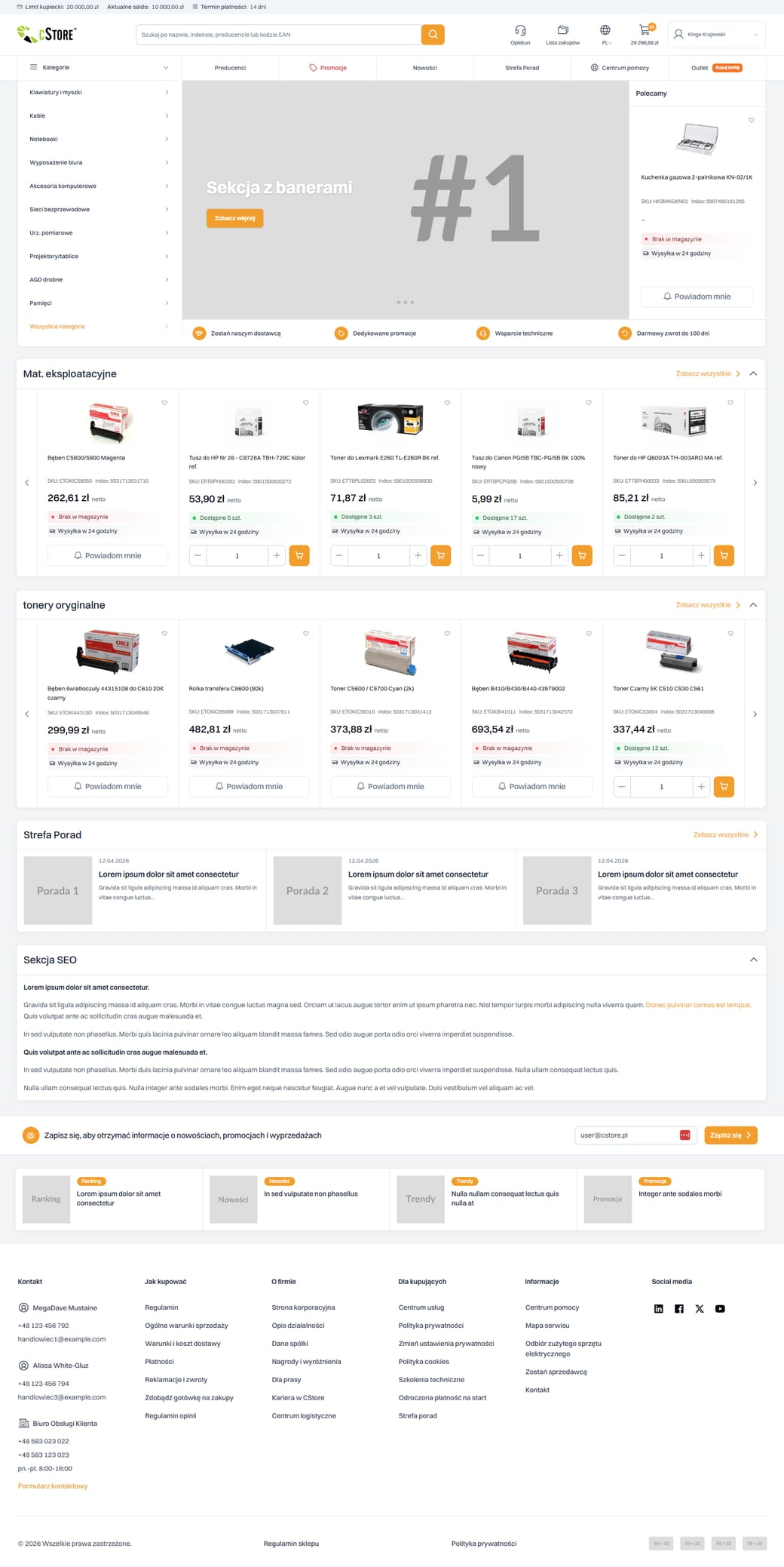 Widok platformy sprzedażowej Centoro B2B