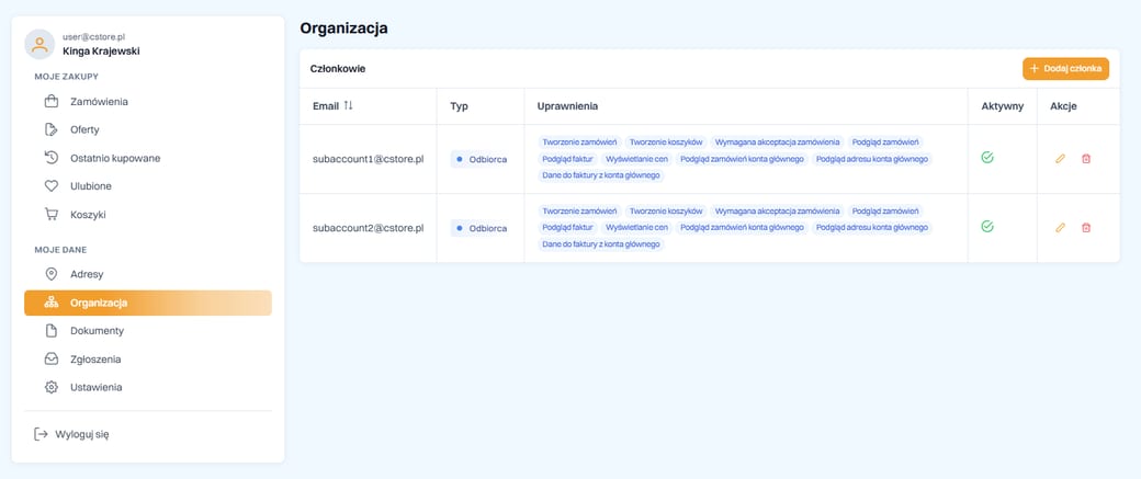Konta pracownicze i uprawnienia w organizacji klienta