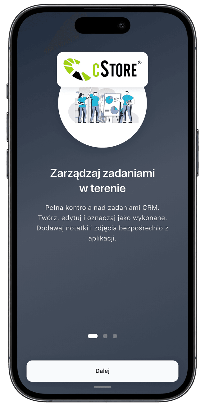 Widok aplikacji mobilnej Centoro SFA