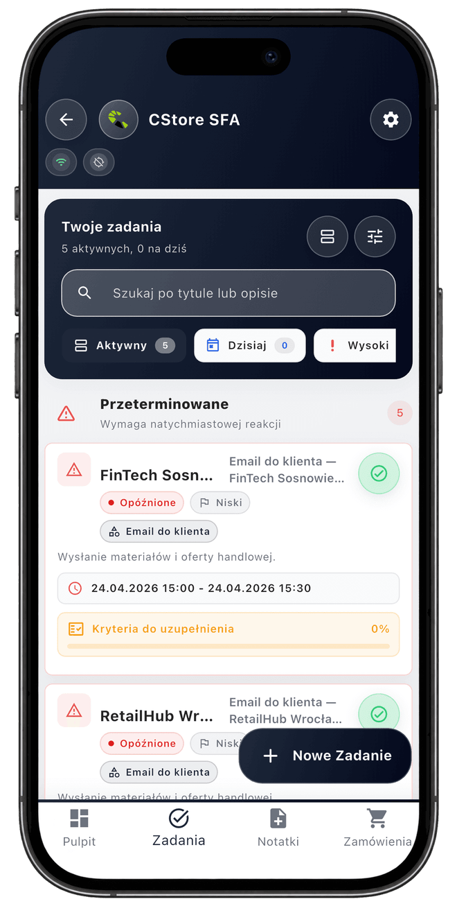 Centoro SFA — ekran aplikacji 23