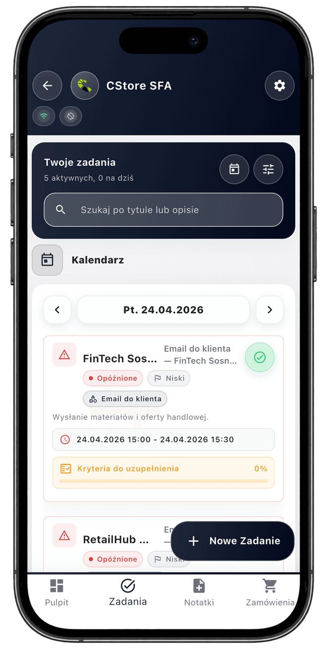 Centoro SFA — ekran aplikacji 24