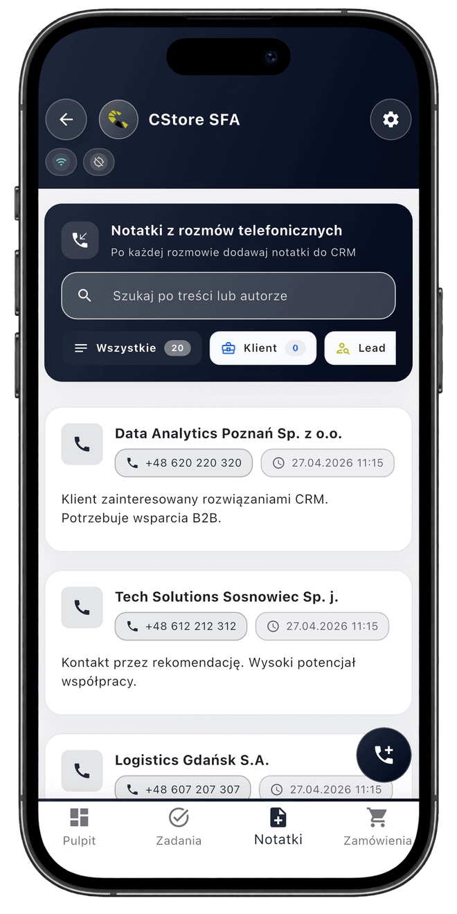 Centoro SFA — ekran aplikacji 32