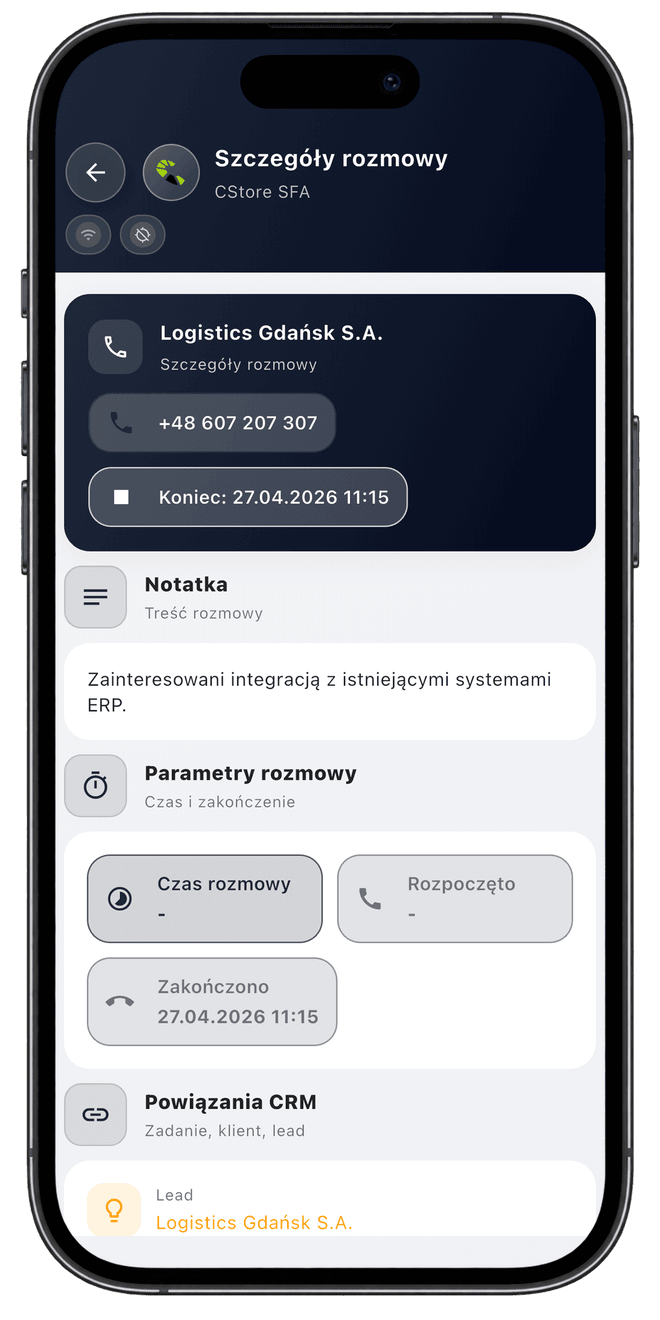 Centoro SFA — ekran aplikacji 33