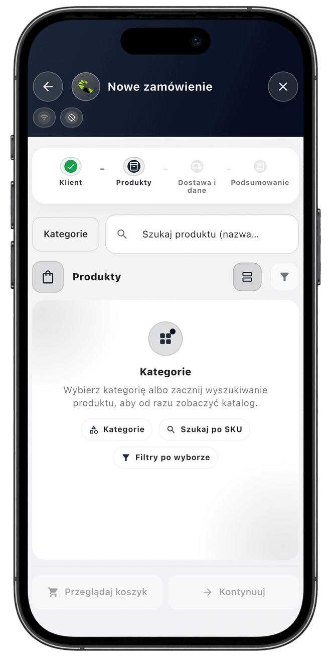 Centoro SFA — ekran aplikacji 42