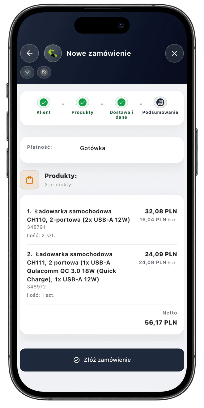 Centoro SFA — ekran aplikacji 53