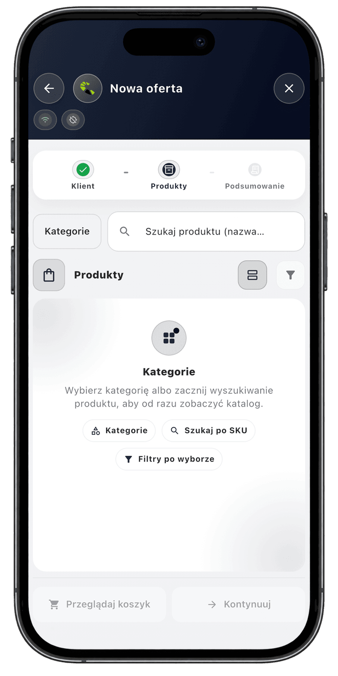 Centoro SFA — ekran aplikacji 59
