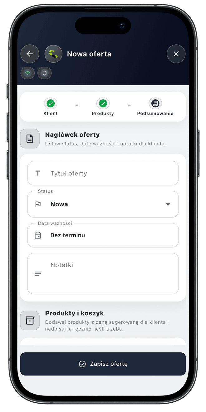 Centoro SFA — ekran aplikacji 63