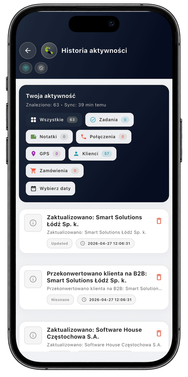 Centoro SFA — ekran aplikacji 82